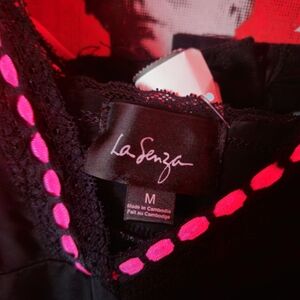 La Senza Black Chemise with Hot Pink Ribbon Detail